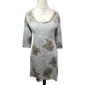 Urban Rose Gray Rose Three Quarter Sleeved Dress | Size Extra Large